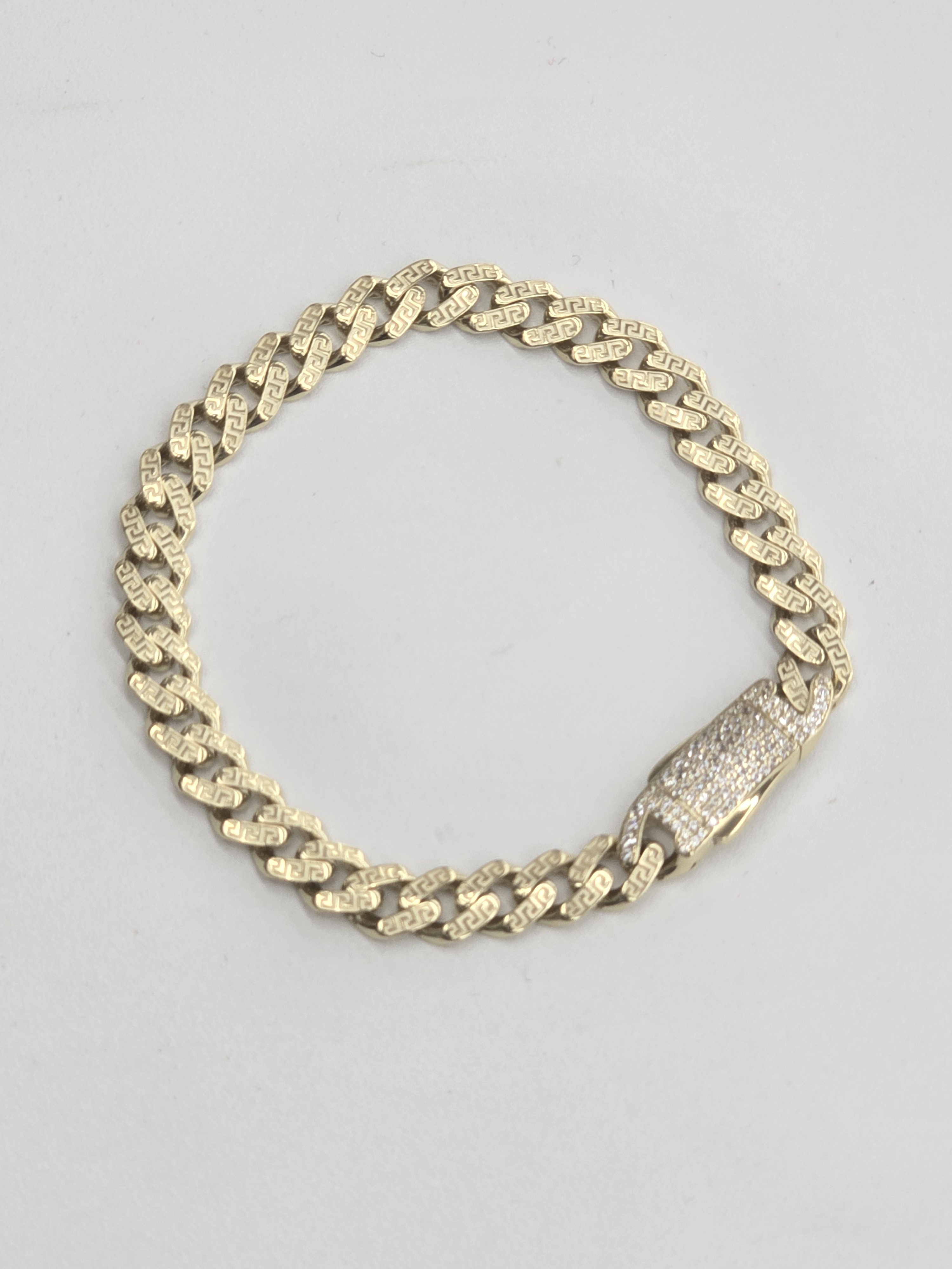 10kt Real Gold Greek Cut Monaco Bracelet 6.9 Mm 7 Inch